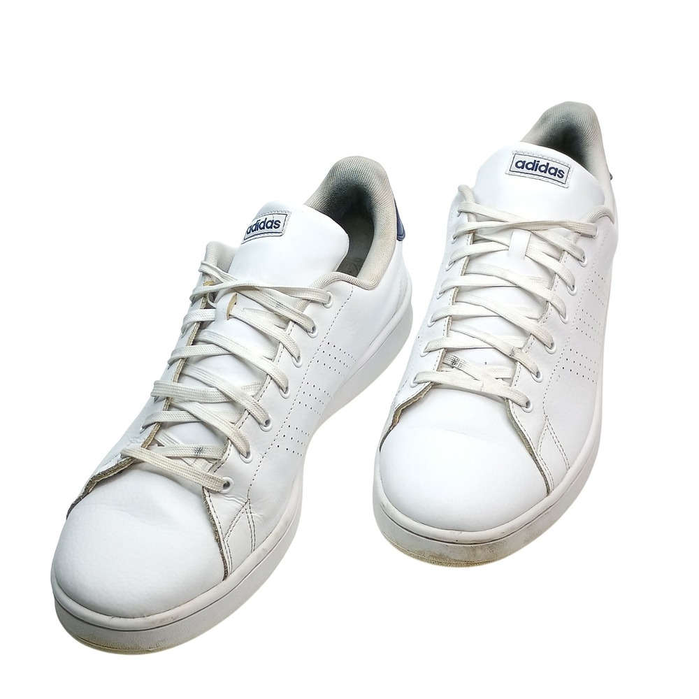 Adidas Advantage Mens White Navy Blue Tennis Sneakers F36423 Size 14